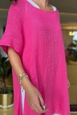 Pure Linen Jensen Two Piece Split Side Dress Small Flamingo
